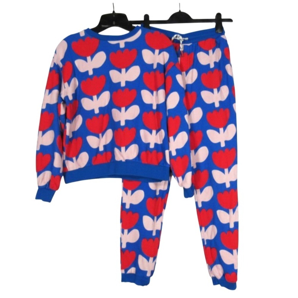 MINI BODEN Blue/Multi TULIP PRINT Pajamas Set Lounge SWEATSHIRT/JOGGERS 13-14Y